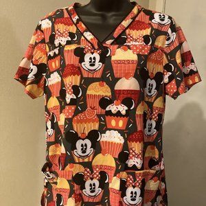 Disney Scrubs Size Small Graphic Print Nurse Lightweight V Neck - Ultra Soft